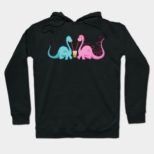 Dinosuars In love Boba Valetines Day vibes Hoodie